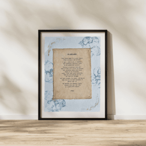 Art using pigment from real plants with The Guest House by Rumi typed using a typewriter on handmade cotton paper.