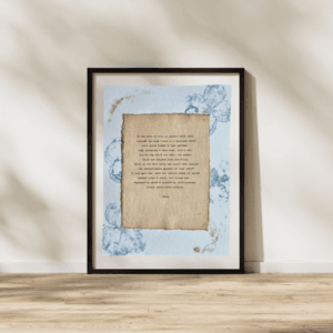 Art using pigment from real plants with a quote by Rumi typed using a typewriter on handmade cotton paper.