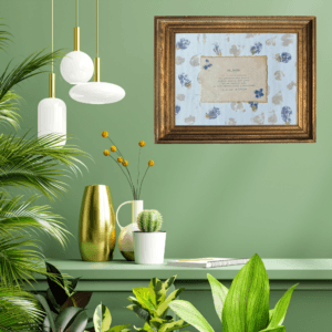 Art made using pigment from real plants as a backdrop. Atop, on handmade cotton paper, is a hand typed description for the archetype, the partner.