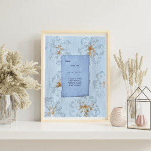 Art made using pigment from real plants as a backdrop. Atop, on handmade cotton paper, is the hand typed action verb, support, followed by its definition.