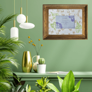 Art made using pigment from real plants as a backdrop. Atop, on handmade cotton paper, is a hand typed description for the archetype, the visionary.