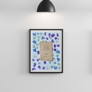 A Moment quote from Poster Girls by Meredith Ritchie on handmade floral paper with violets and roses