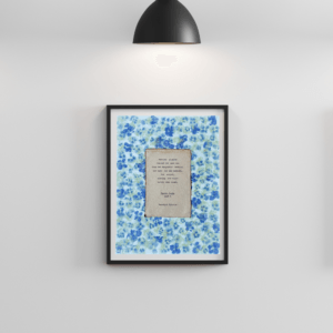 Morning Giggles quote from Poster Girls by Meredith Ritchie on handmade floral paper with violets