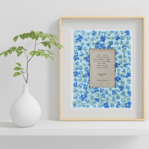 Morning Giggles quote from Poster Girls by Meredith Ritchie on handmade floral paper with violets
