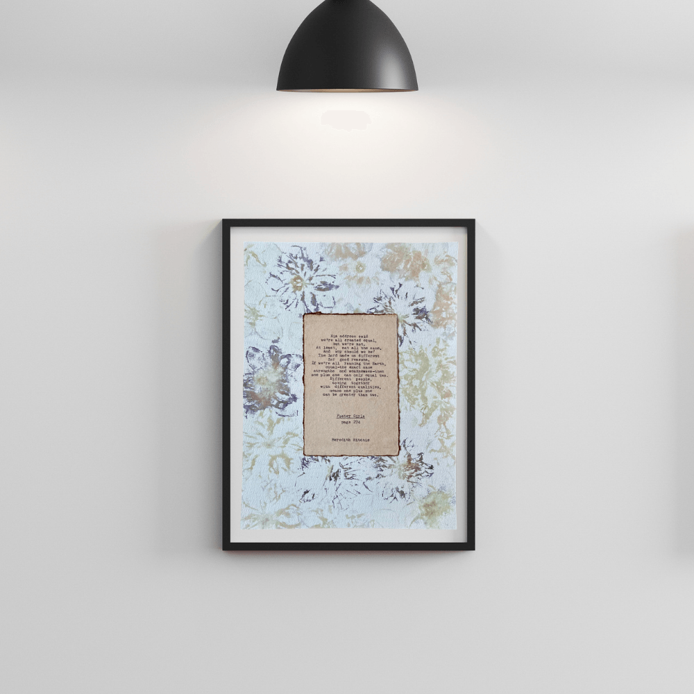 Our Differences Make the Difference quote from Poster Girls by Meredith Ritchie on handmade floral paper with lenten roses