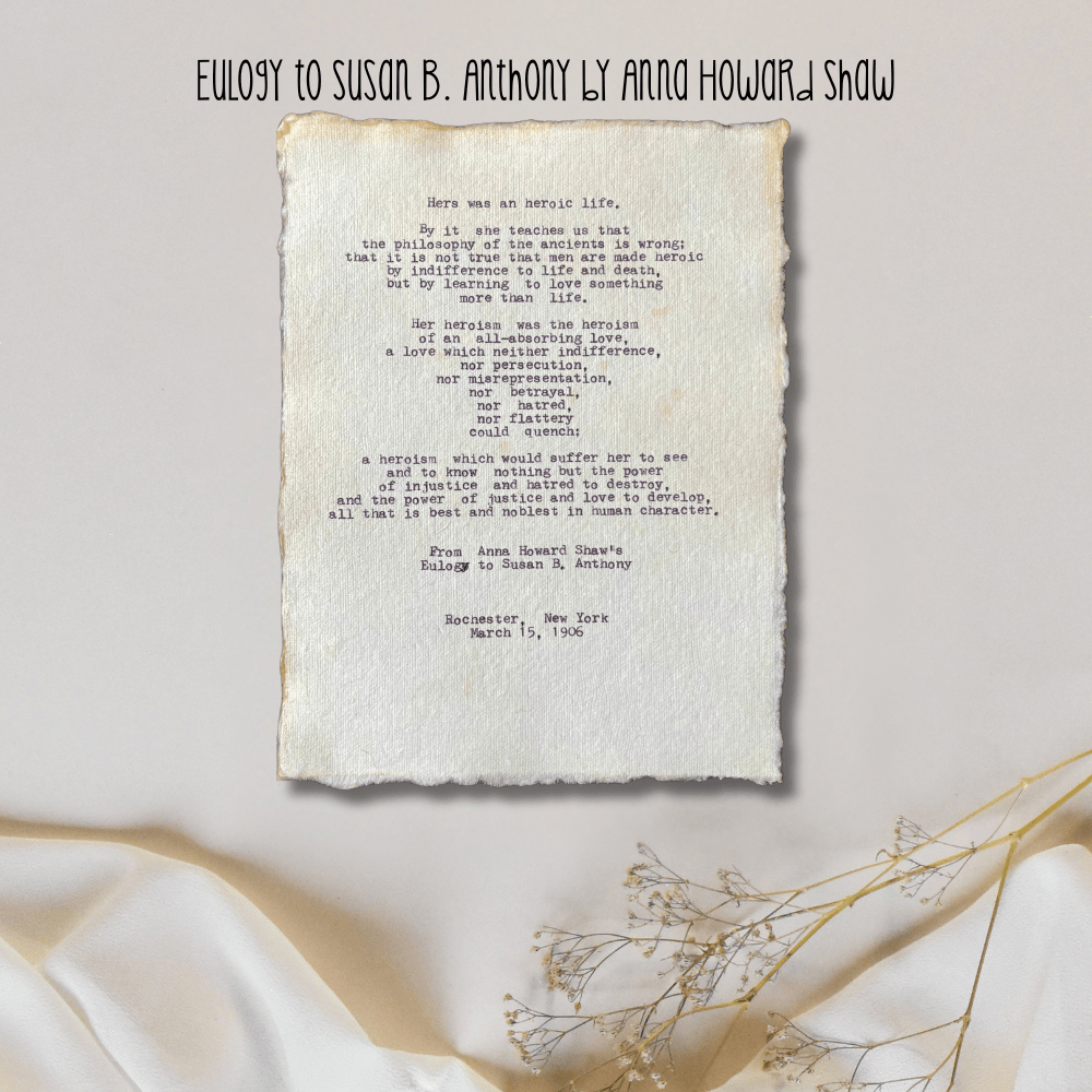 Eulogy to Susan B. Anthony by Anna Howard Shaw